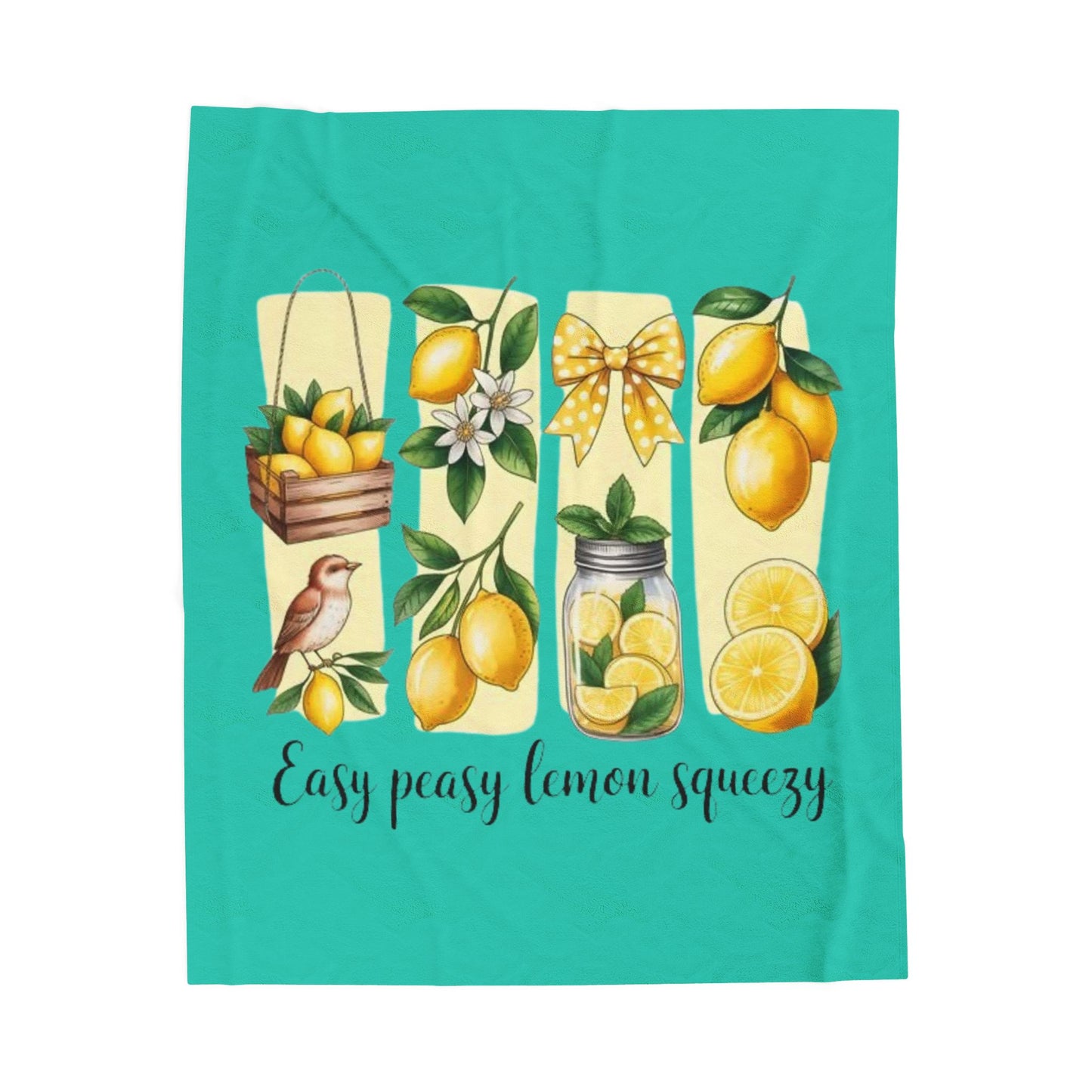 Plush Blanket — "Easy Peasy Lemon Squeezy" Lemon Print Throw