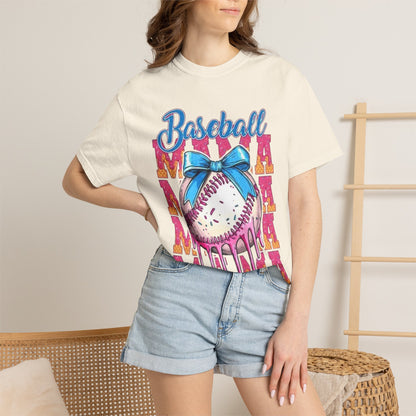 Baseball Mama T-Shirt — Cute Drip Baseball Design with Bow