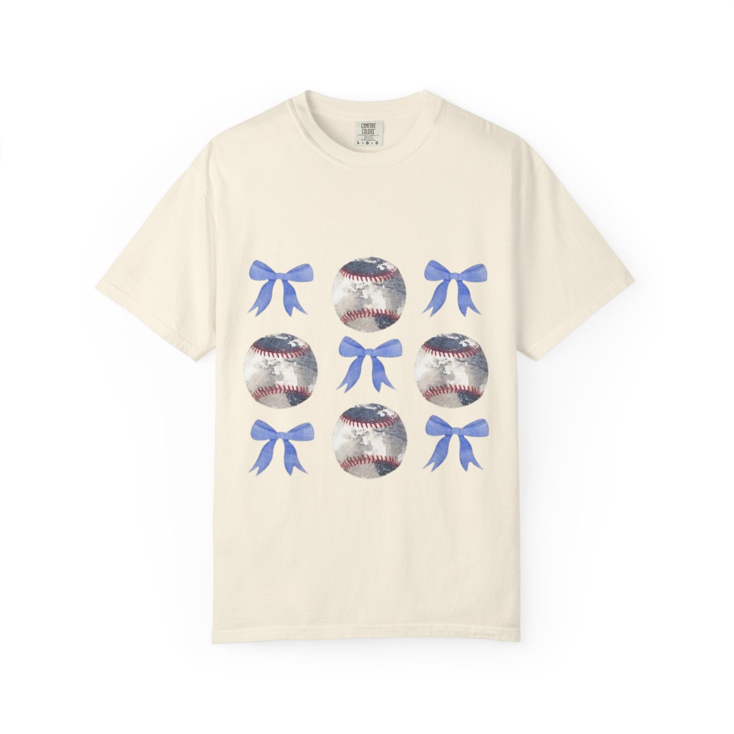 Baseball Bow Pattern T-Shirt — Cute Sports Graphic Tee