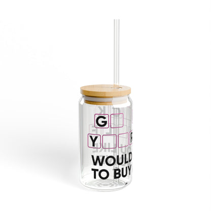 16oz Crossword Sipper Glass – 'Would You Like to Buy a Vowel?' Novelty Drinkware