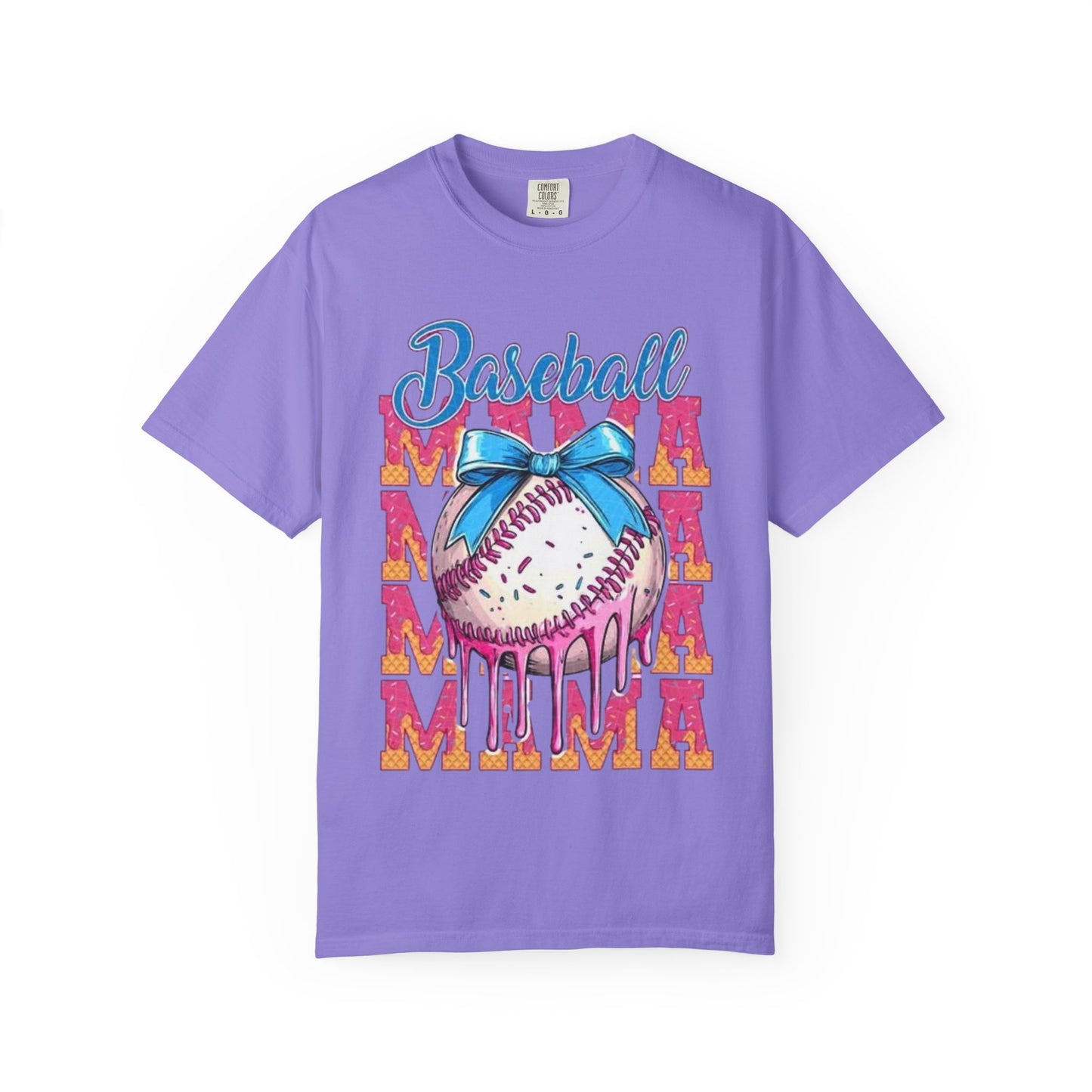 Baseball Mama T-Shirt — Cute Drip Baseball Design with Bow