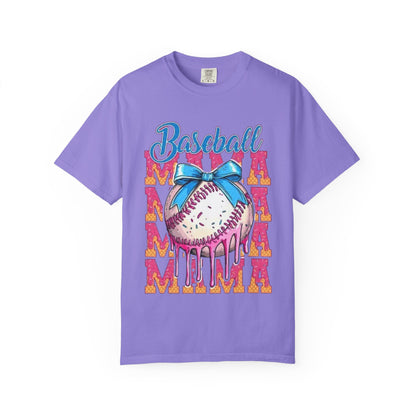 Baseball Mama T-Shirt — Cute Drip Baseball Design with Bow