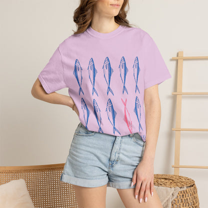 T-Shirt “Rules Are for Losers” Mackerel Print —