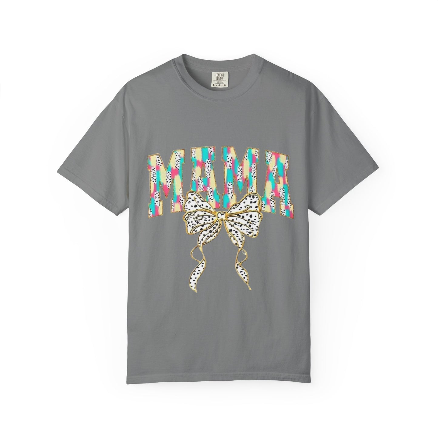 Mama Graphic T-Shirt with Colorful Leopard Bow — Mother's Day Casual Tee
