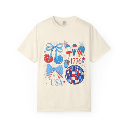 Fourth of July USA Graphic T-Shirt — 1776 Patriotic Fireworks Design