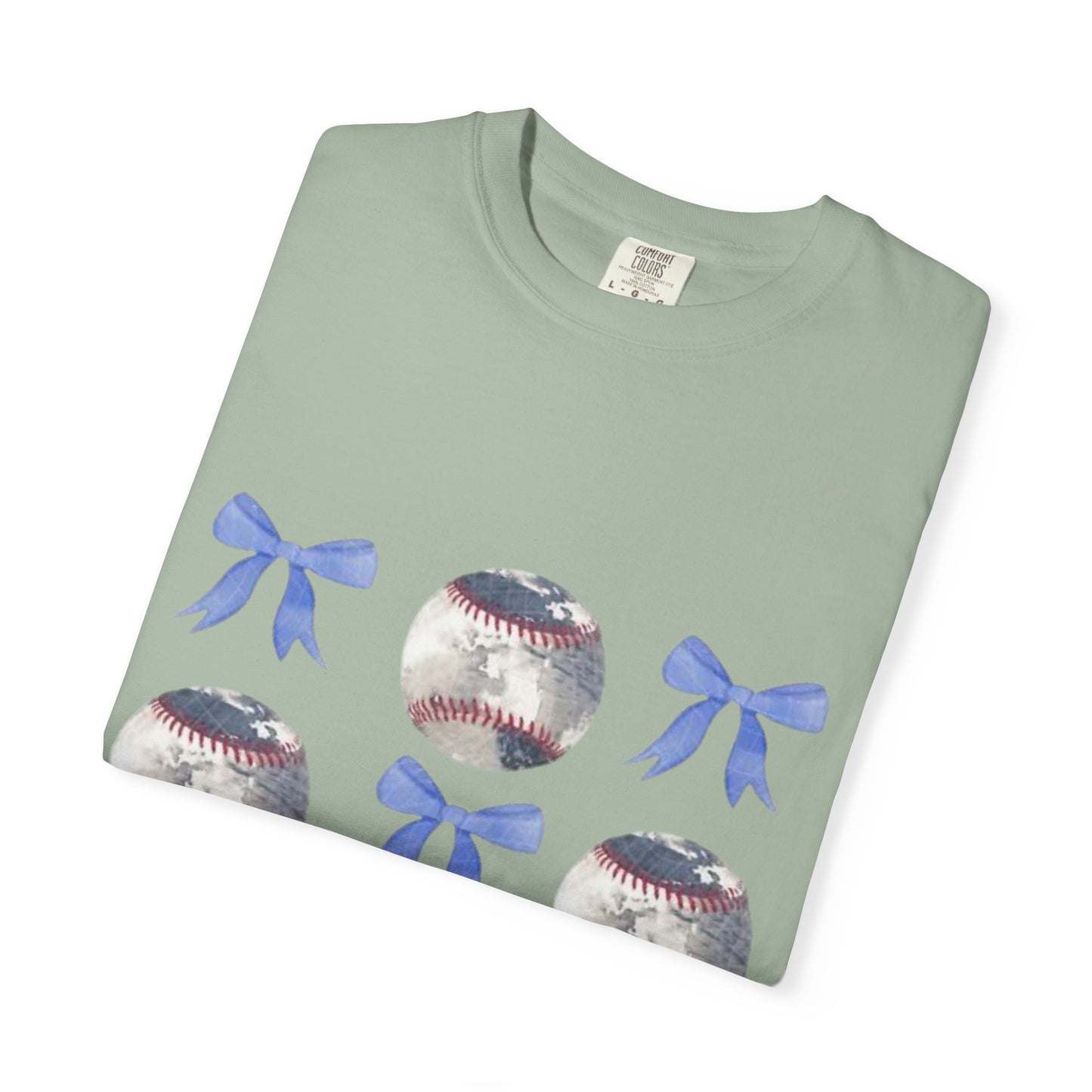 Baseball Bow Pattern T-Shirt — Cute Sports Graphic Tee