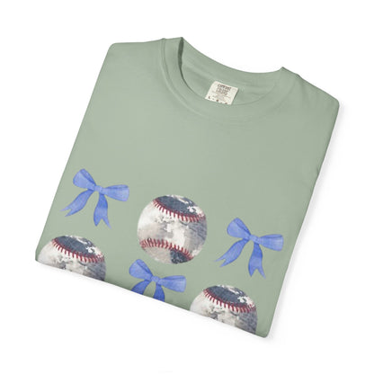 Baseball Bow Pattern T-Shirt — Cute Sports Graphic Tee