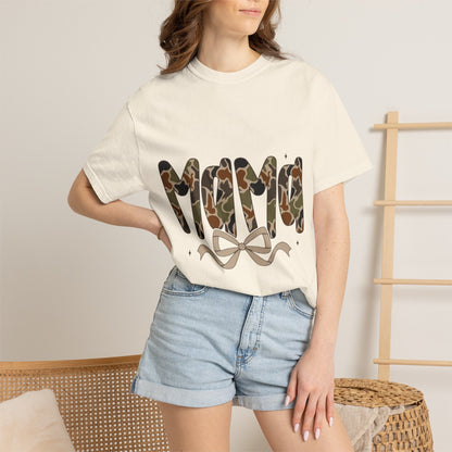 Mama Camo Bow T-Shirt — Military Print Mom Tee for Mother's Day & Everyday
