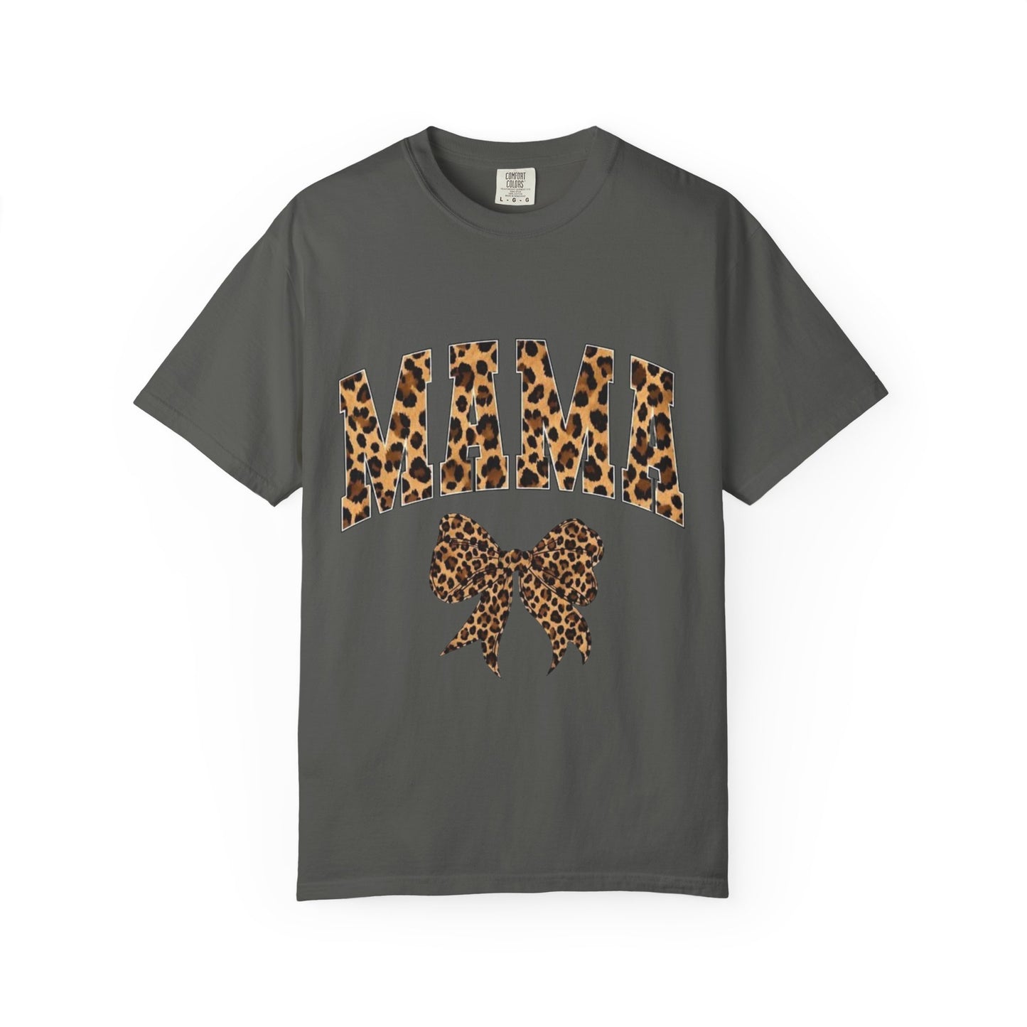 Mama Leopard Print T-Shirt — Cheeta Bow Graphic Tee for Moms