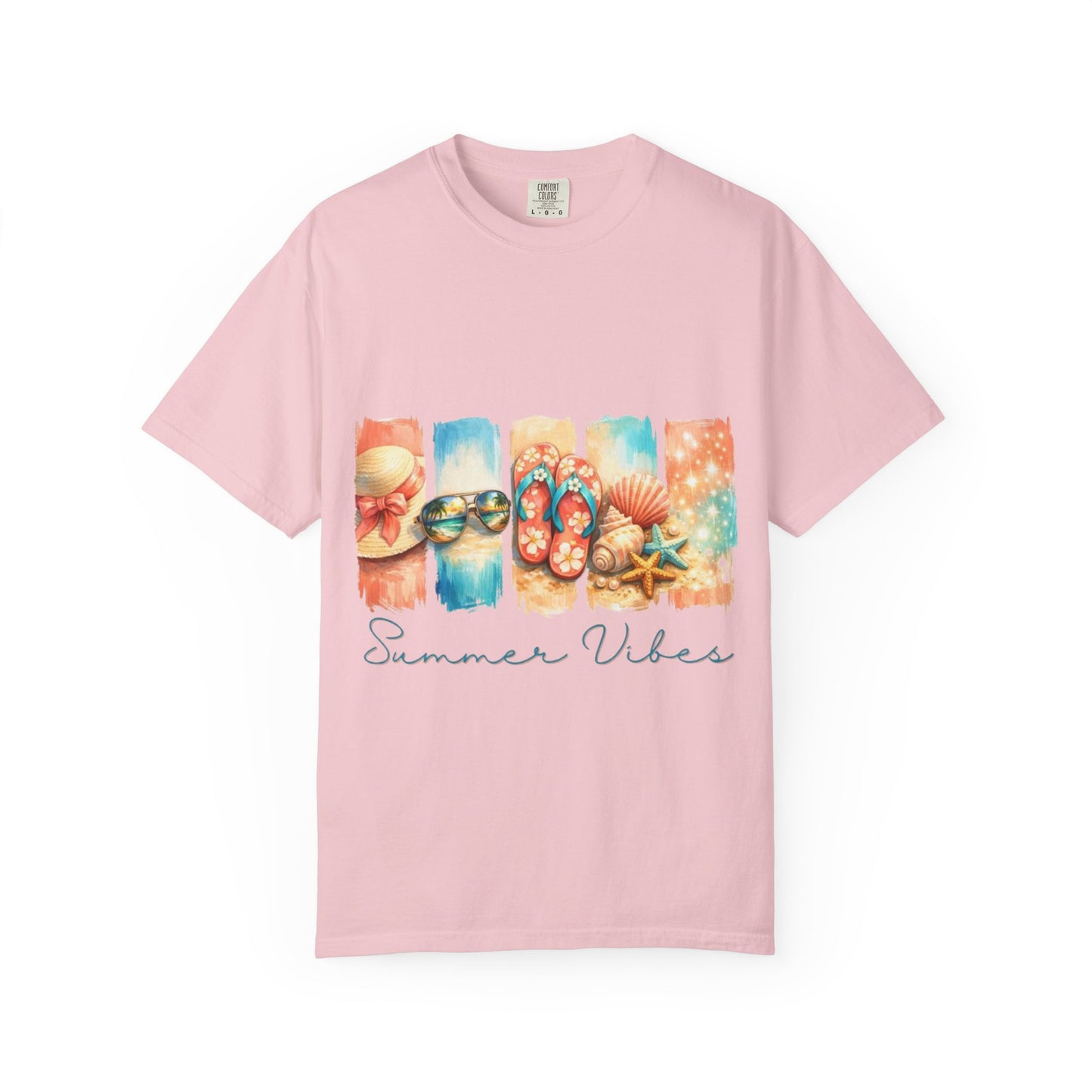 Summer Vibes T-Shirt — Beach Flip-Flops & Shells Graphic Tee