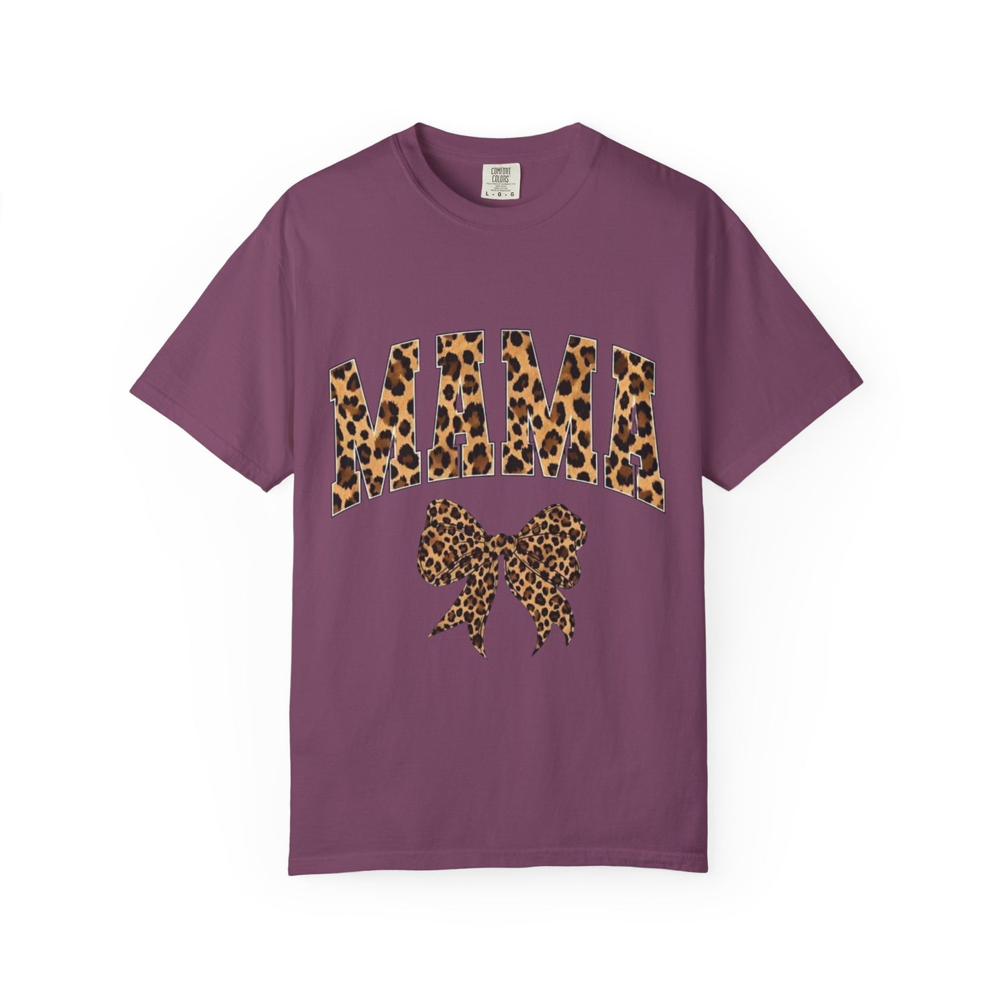 Mama Leopard Print T-Shirt — Cheeta Bow Graphic Tee for Moms