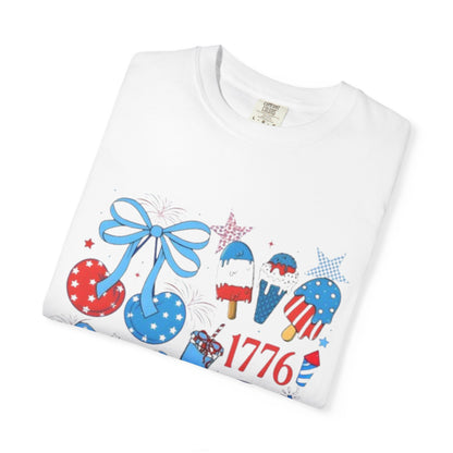 Fourth of July USA Graphic T-Shirt — 1776 Patriotic Fireworks Design