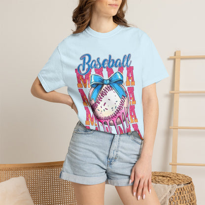 Baseball Mama T-Shirt — Cute Drip Baseball Design with Bow
