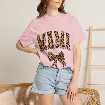 Mama Leopard Print T-Shirt — Cheeta Bow Graphic Tee for Moms