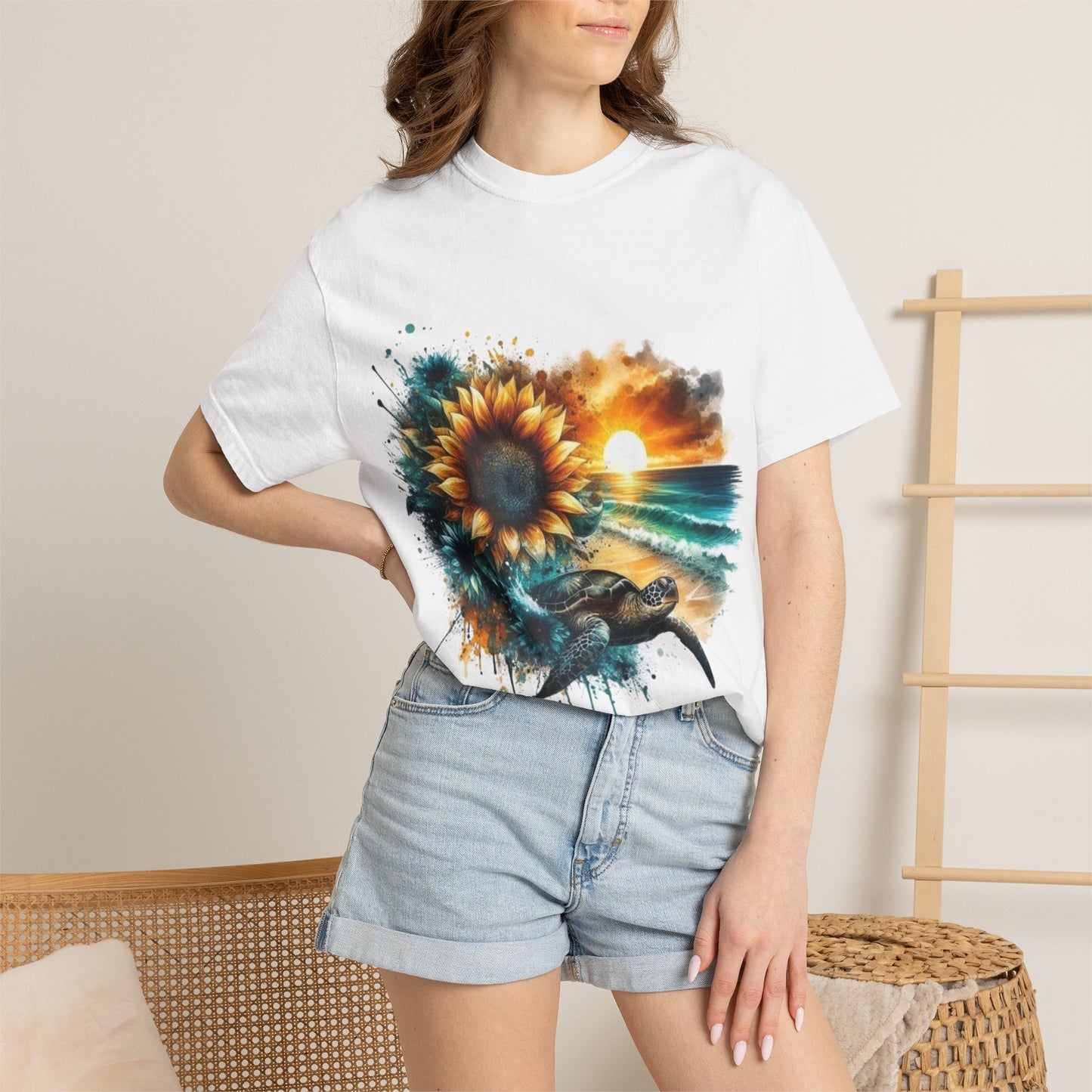 Sunflower Sea Turtle Sunset T-Shirt