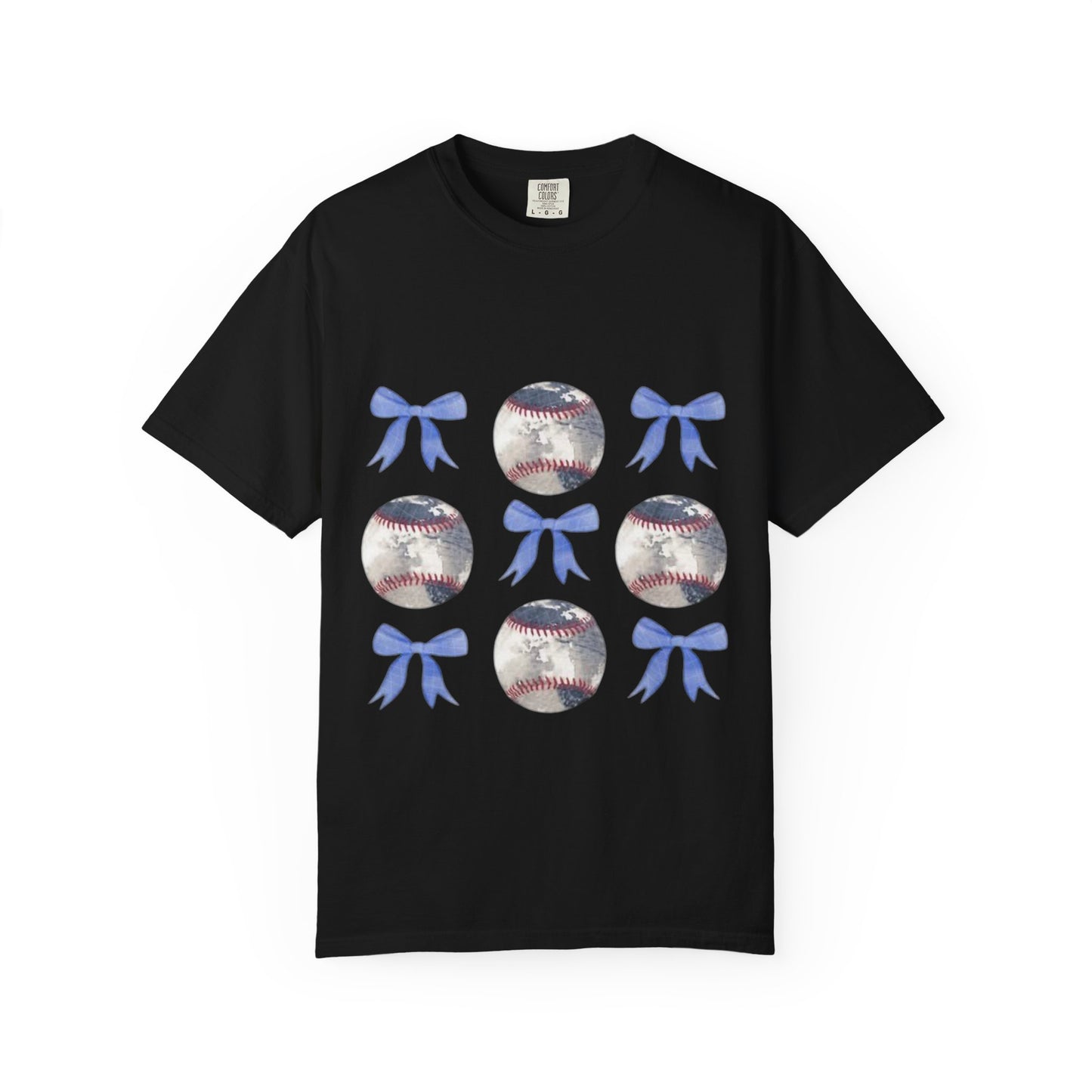 Baseball Bow Pattern T-Shirt — Cute Sports Graphic Tee