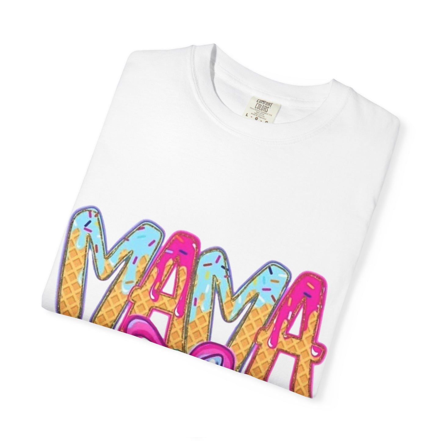 Mama Colorful Drip Graphic T-Shirt — Cute Pink Bow Mom Tee