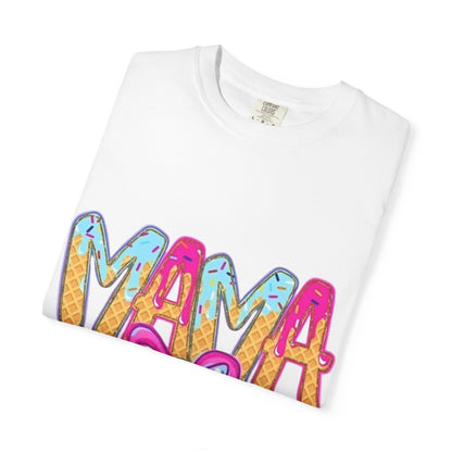 Mama Colorful Drip Graphic T-Shirt — Cute Pink Bow Mom Tee