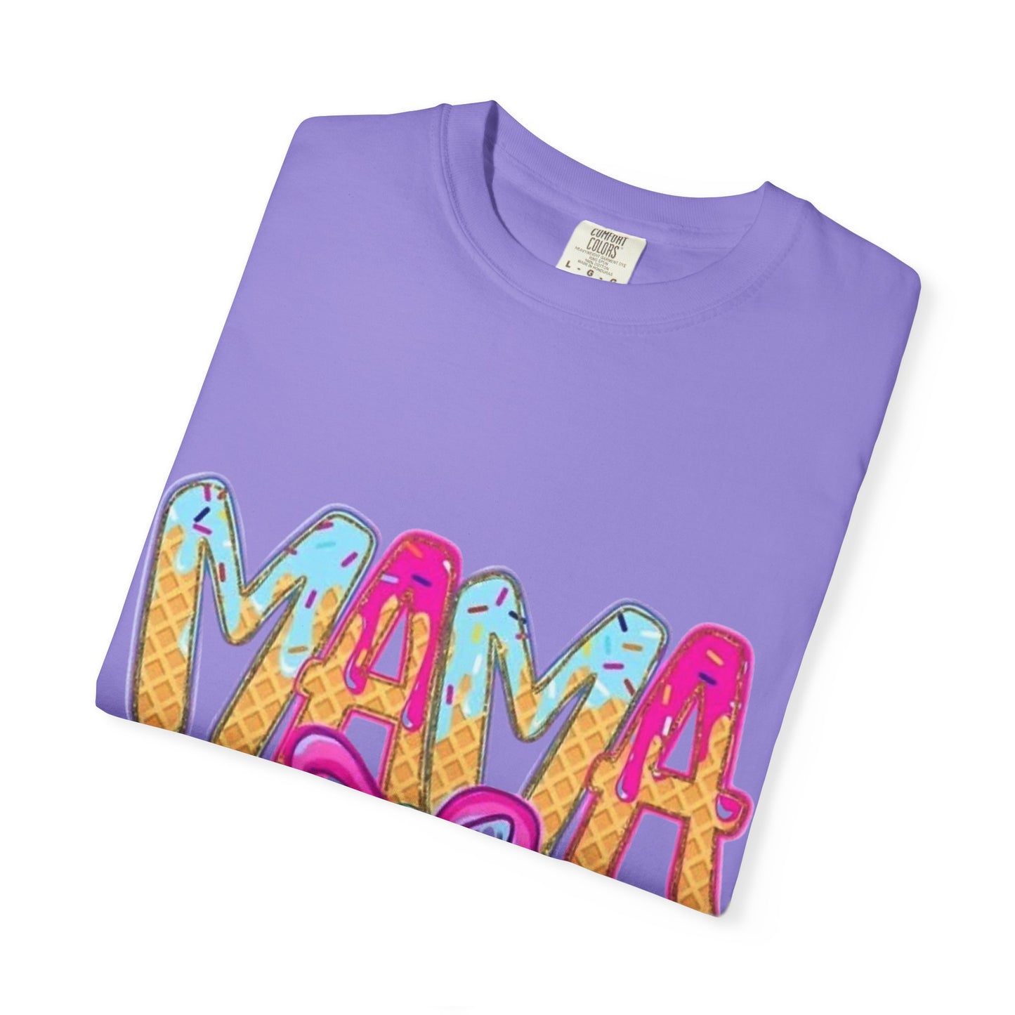 Mama Colorful Drip Graphic T-Shirt — Cute Pink Bow Mom Tee