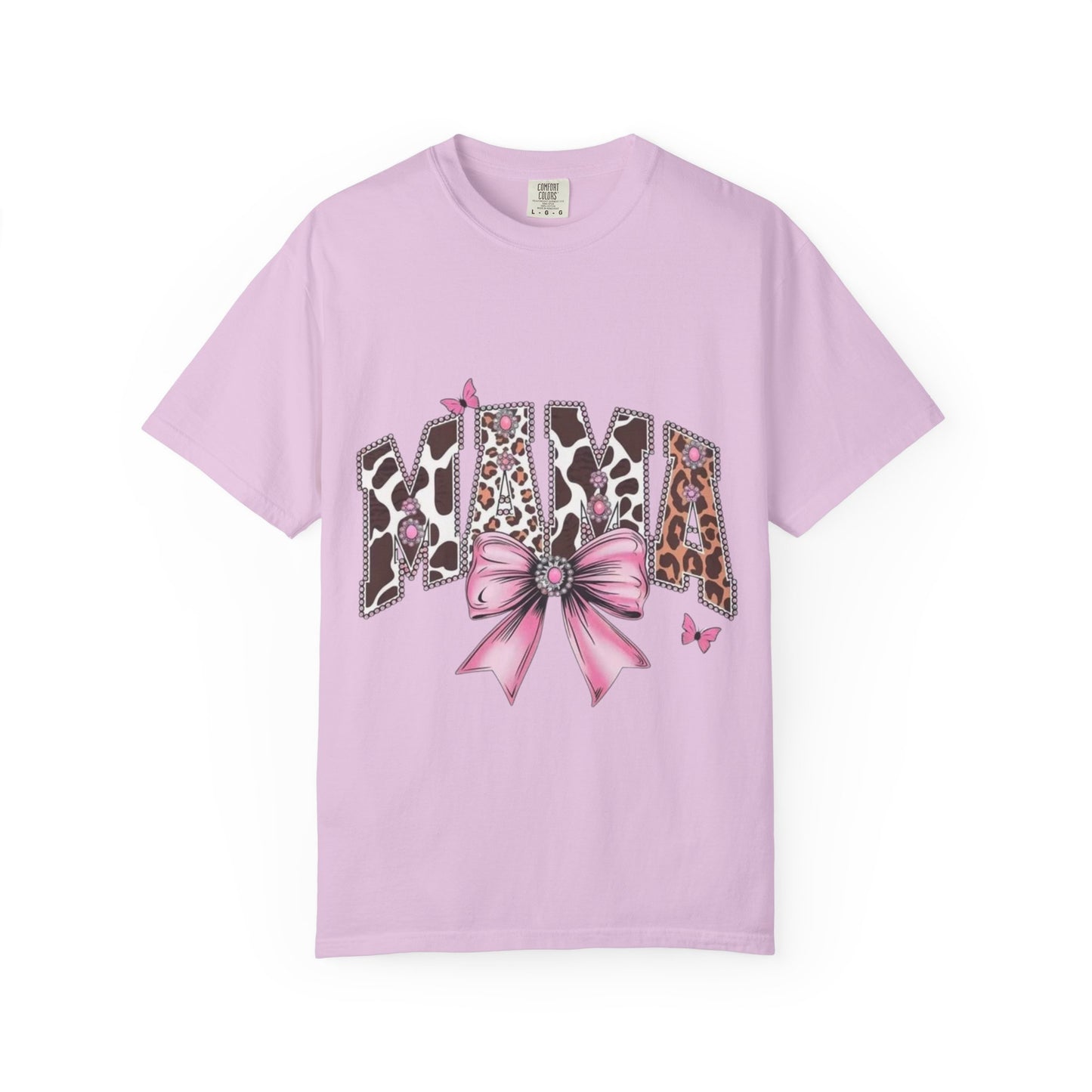 Mama Leopard Print T-Shirt — Pink Bow & Butterflies Graphic Shirt