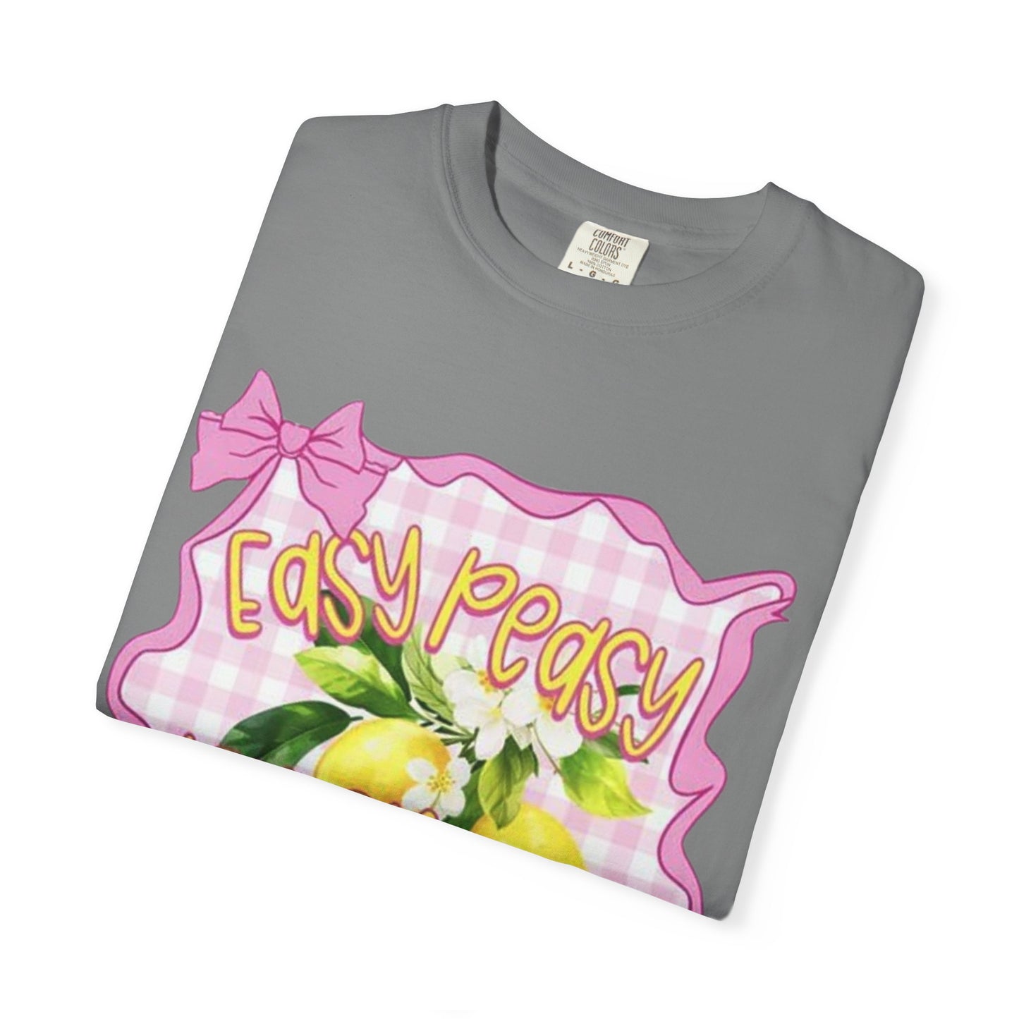 Easy Peasy Lemon Squeezy T-Shirt — Retro Pink Gingham Lemon Graphic