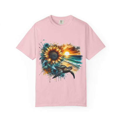 Sunflower Sea Turtle Sunset T-Shirt