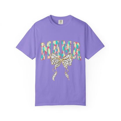 Mama Graphic T-Shirt with Colorful Leopard Bow — Mother's Day Casual Tee