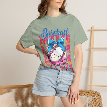 Baseball Mama T-Shirt — Cute Drip Baseball Design with Bow