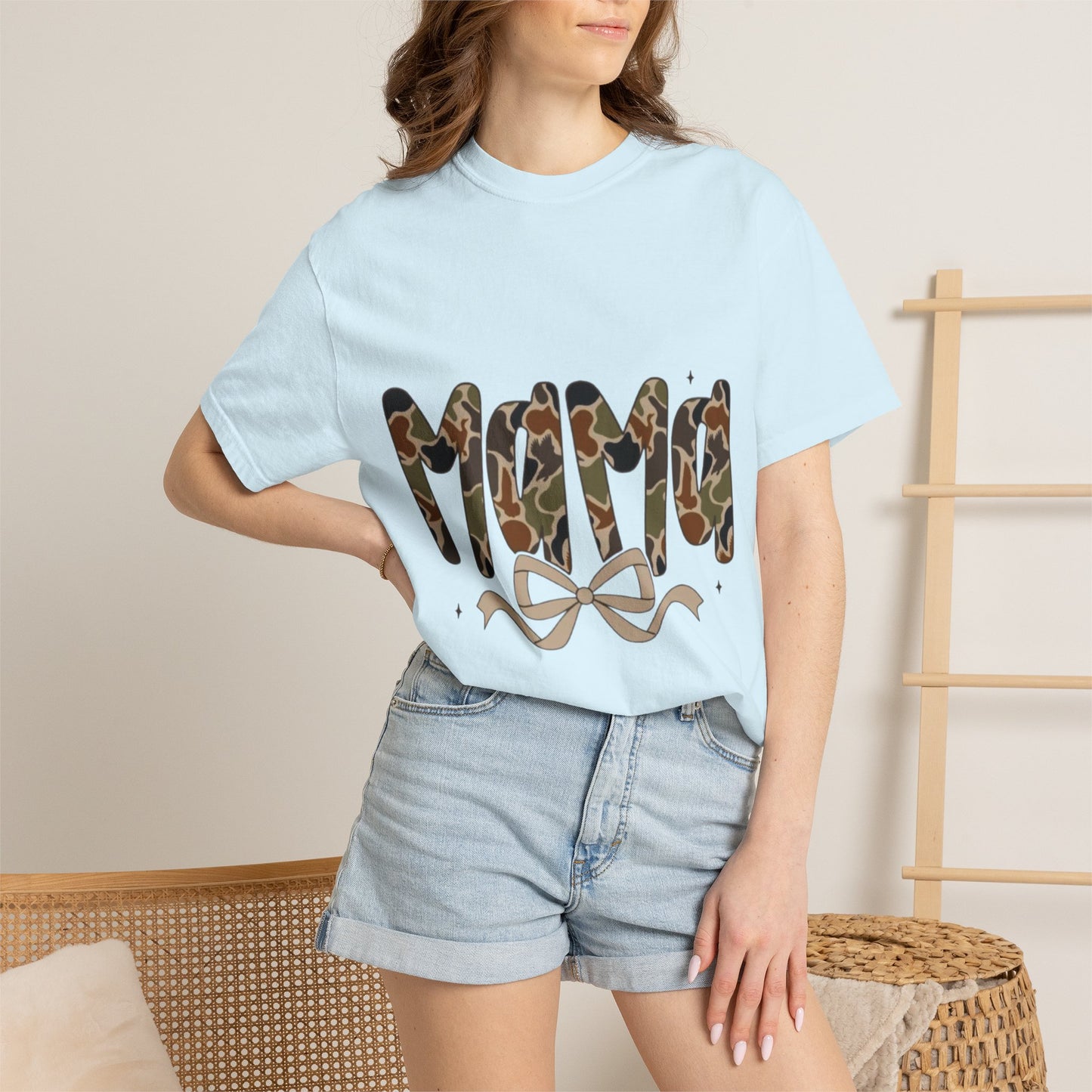 Mama Camo Bow T-Shirt — Military Print Mom Tee for Mother's Day & Everyday