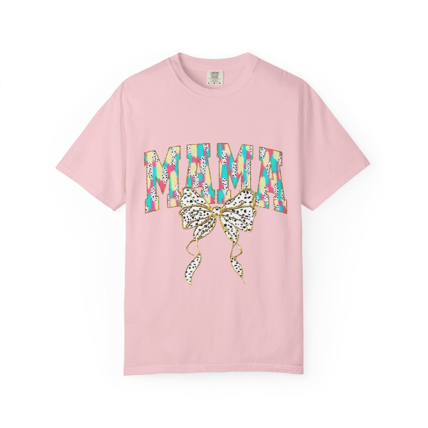 Mama Graphic T-Shirt with Colorful Leopard Bow — Mother's Day Casual Tee