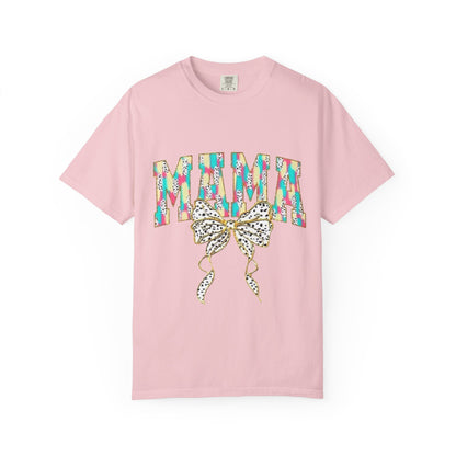 Mama Graphic T-Shirt with Colorful Leopard Bow — Mother's Day Casual Tee