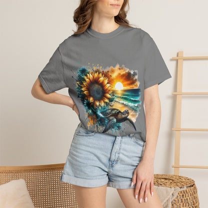 Sunflower Sea Turtle Sunset T-Shirt