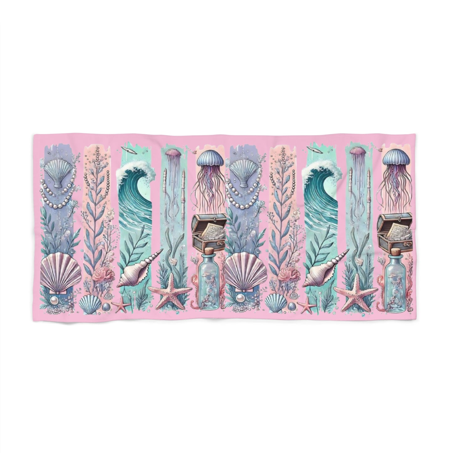 Pink Mermaid Seashell Beach Towel —