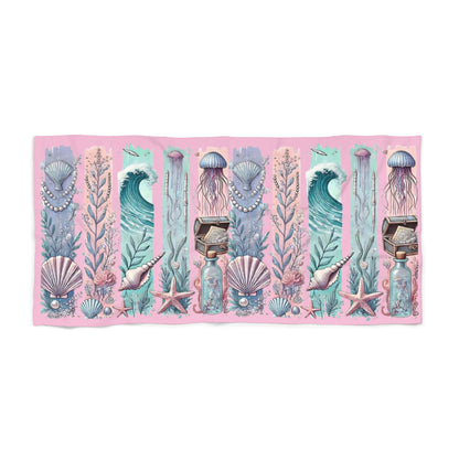 Pink Mermaid Seashell Beach Towel —