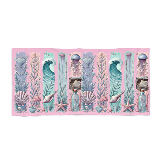 Pink Mermaid Seashell Beach Towel —
