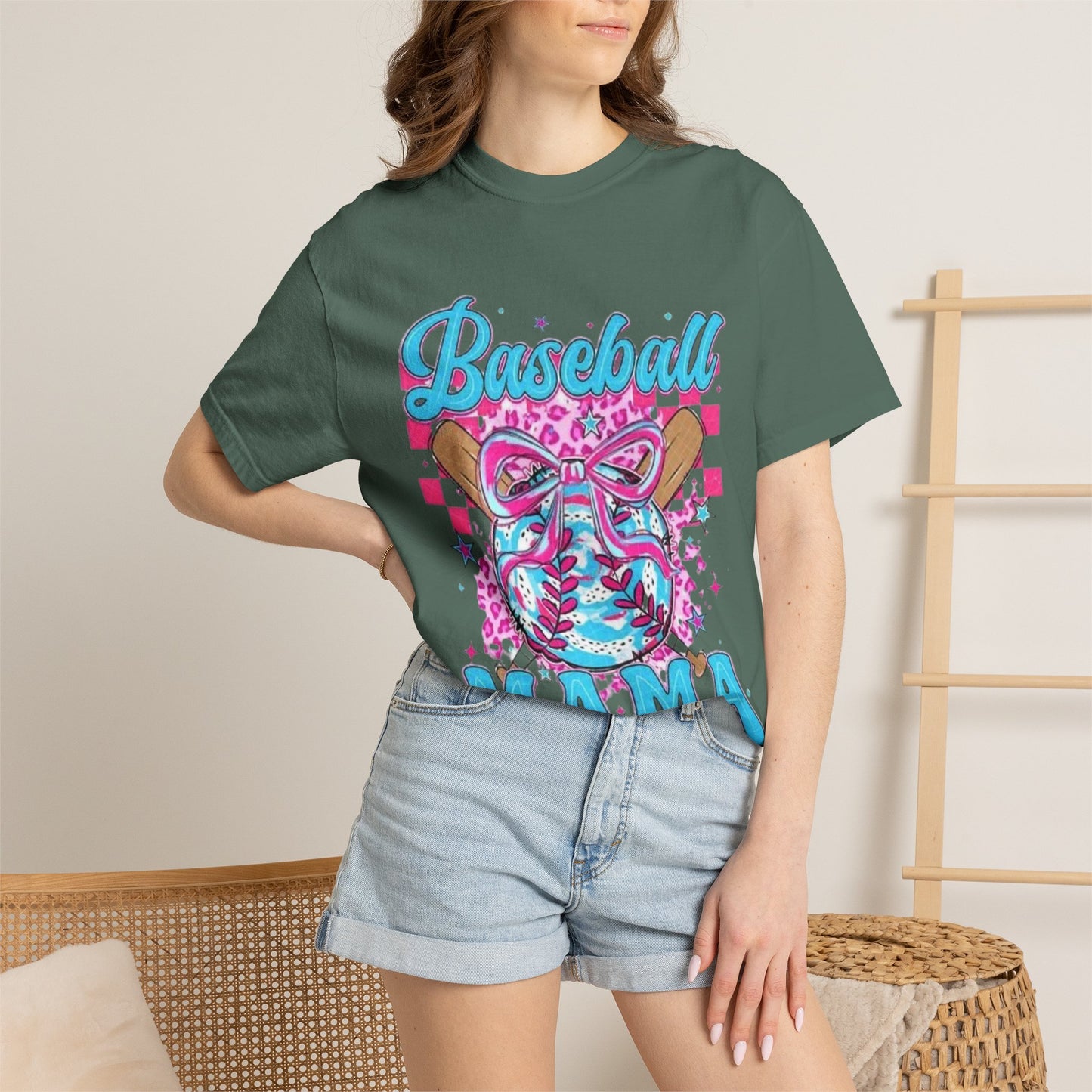 Baseball Mama T-Shirt — Pink & Blue Graphic Tee