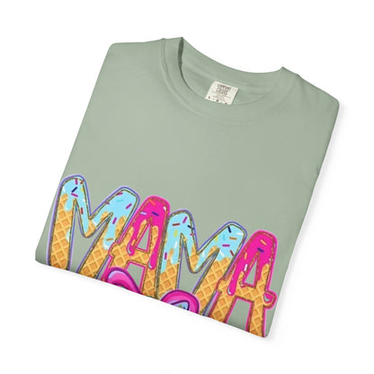 Mama Colorful Drip Graphic T-Shirt — Cute Pink Bow Mom Tee