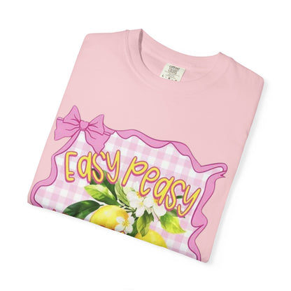 Easy Peasy Lemon Squeezy T-Shirt — Retro Pink Gingham Lemon Graphic
