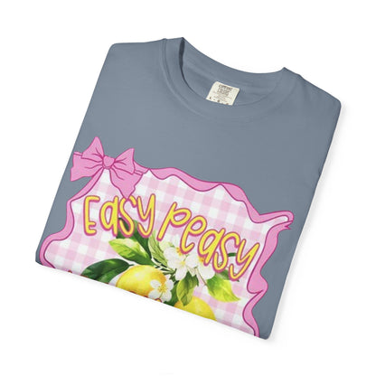 Easy Peasy Lemon Squeezy T-Shirt — Retro Pink Gingham Lemon Graphic