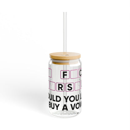 16oz Crossword Sipper Glass – 'Would You Like to Buy a Vowel?' Novelty Drinkware