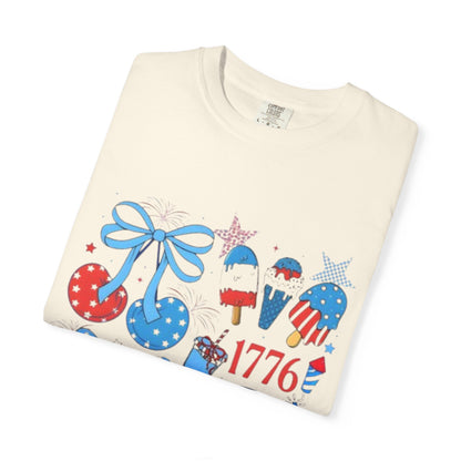 Fourth of July USA Graphic T-Shirt — 1776 Patriotic Fireworks Design