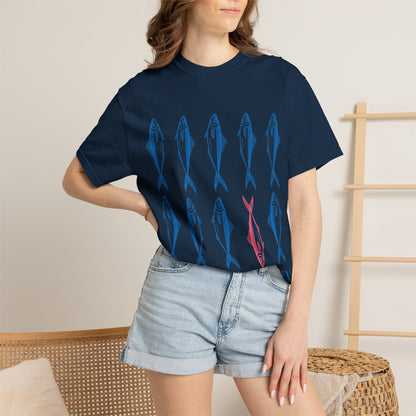 T-Shirt “Rules Are for Losers” Mackerel Print —