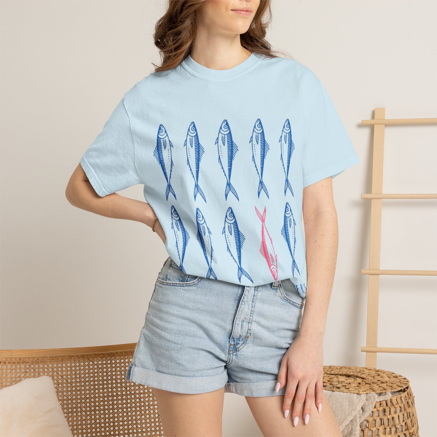 T-Shirt “Rules Are for Losers” Mackerel Print —