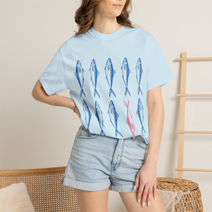 T-Shirt “Rules Are for Losers” Mackerel Print —