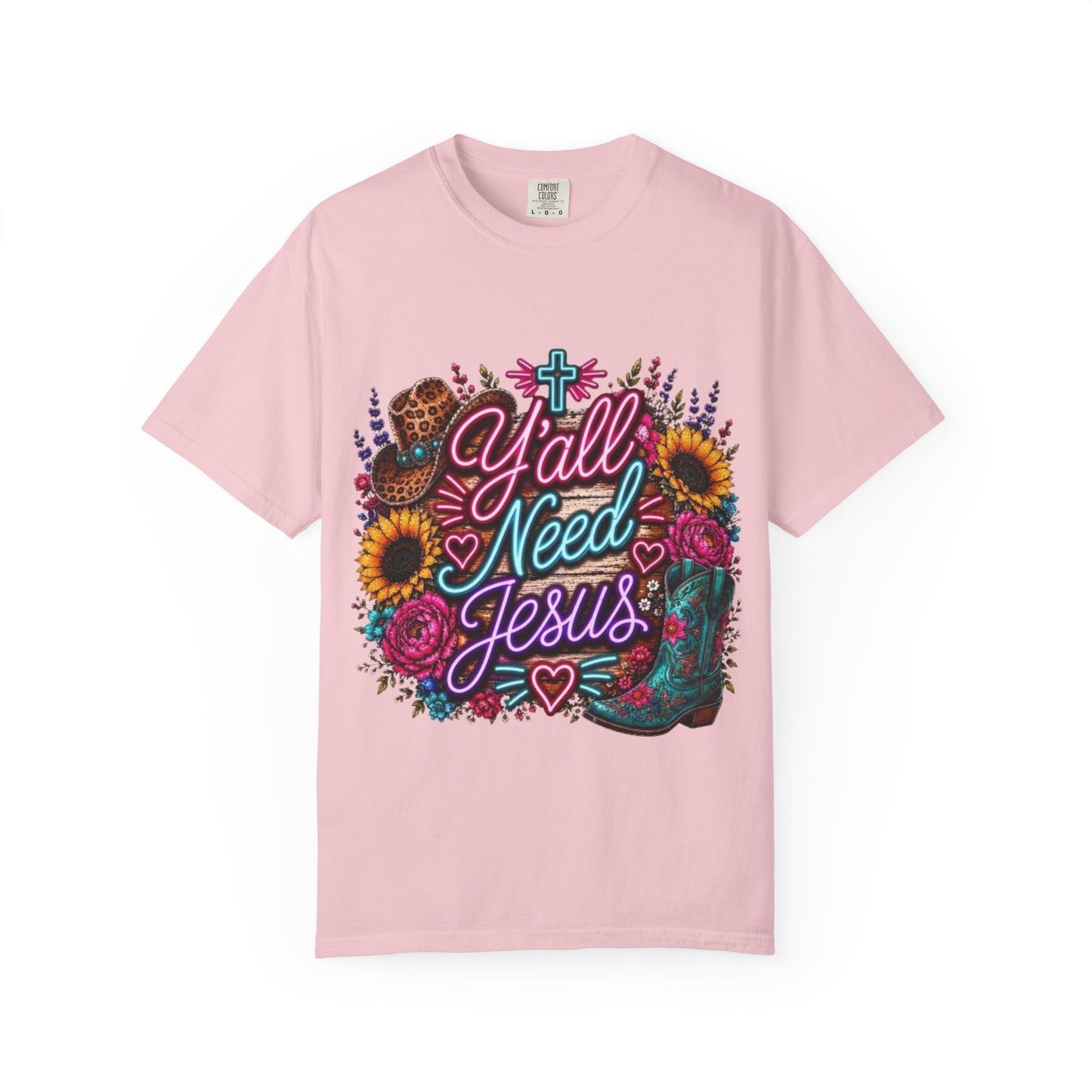 Y'all Need Jesus T-Shirt — Floral Cowboy Boot Christian Graphic Tee
