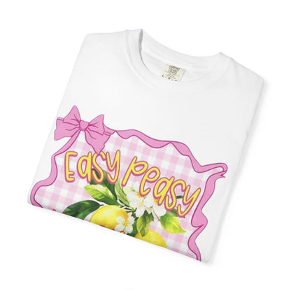 Easy Peasy Lemon Squeezy T-Shirt — Retro Pink Gingham Lemon Graphic