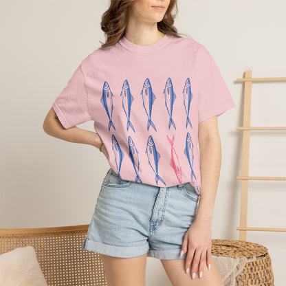 T-Shirt “Rules Are for Losers” Mackerel Print —