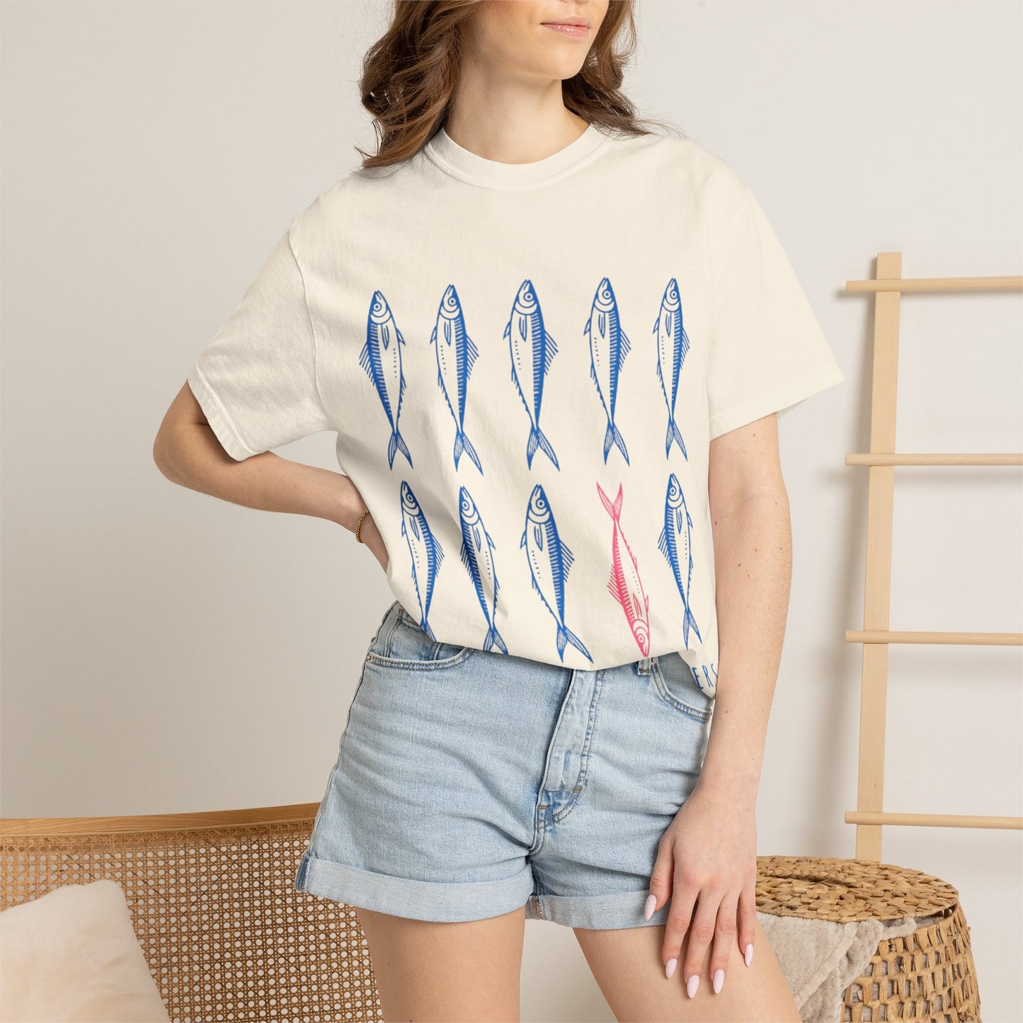 T-Shirt “Rules Are for Losers” Mackerel Print —
