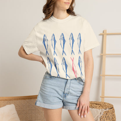 T-Shirt “Rules Are for Losers” Mackerel Print —