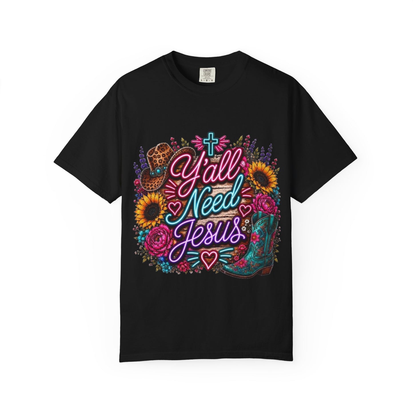 Y'all Need Jesus T-Shirt — Floral Cowboy Boot Christian Graphic Tee